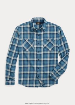 kockás twill munkaing 2680481791 férfiak Ralph Lauren indigó/krém