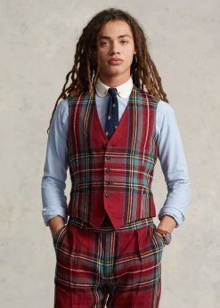 kockás vászonmellény 2680481241 férfiak Ralph Lauren piros/zöld multi