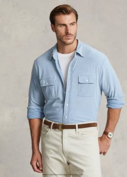 kötött chambray munkaing 2680481360 férfiak Ralph Lauren világos indigó