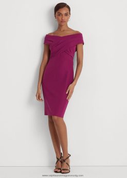 krepp vállból kivágott koktélruha 2680483803 nők Ralph Lauren szilvás kaspia