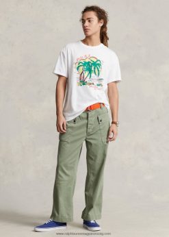 laza szabású cargo nadrág 2680481121 férfiak Ralph Lauren világos zöld