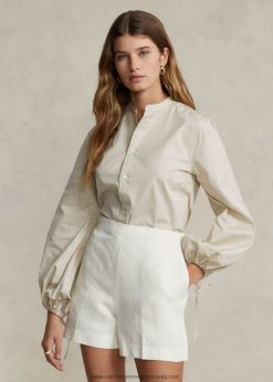 laza szabású pamut blúzos ujjú ing 2680482986 nők Ralph Lauren alap homok