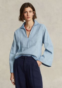 laza szabású pamutvászon twill felső 2680483026 nők Ralph Lauren bavaro mosás