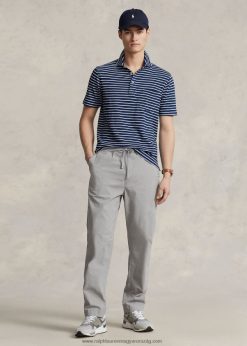 laza szabású sztreccs poplin nadrág 268048792 férfiak Ralph Lauren szürke köd