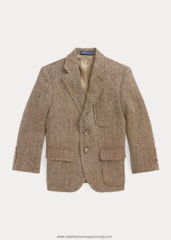 lenkeverék halszálkás sportkabát 2680485824 gyerekek Ralph Lauren barna/barna