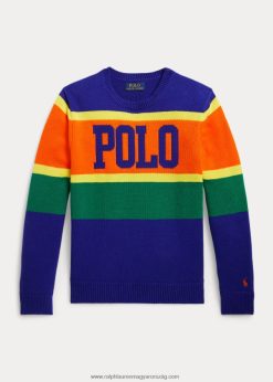 logós csíkos pamut pulóver 2680489932 gyerekek Ralph Lauren városi királyi multi