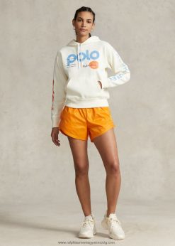 logós és hullámgrafikus polár pulóver 2680483079 nők Ralph Lauren klubházi krém