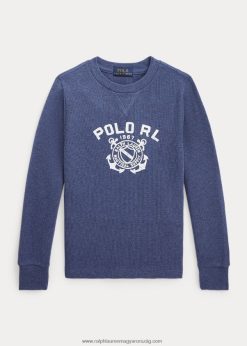 logós gofri kötött hosszú ujjú póló 2680486529 gyerekek Ralph Lauren rusztikus sötétkék hanga