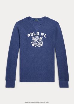 logós gofri kötött hosszú ujjú póló 2680486667 gyerekek Ralph Lauren rusztikus sötétkék hanga