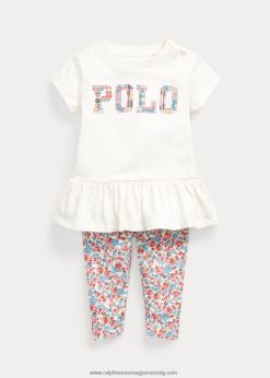 logós jersey felső és virágos legging szett 2680487784 baba Ralph Lauren deckwash fehér/virágos