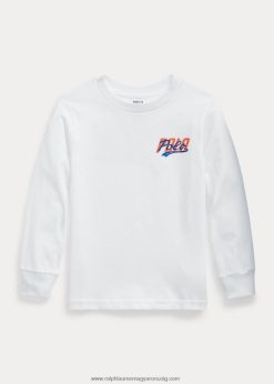 logós jersey hosszú ujjú póló 2680486527 gyerekek Ralph Lauren fehér