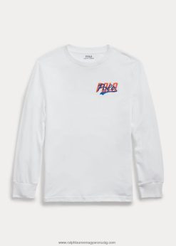 logós jersey hosszú ujjú póló 2680486668 gyerekek Ralph Lauren fehér