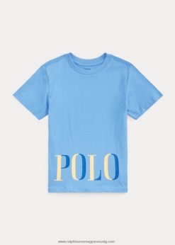 logós pamut dzsörzé póló 2680485766 gyerekek Ralph Lauren kikötő sziget kék