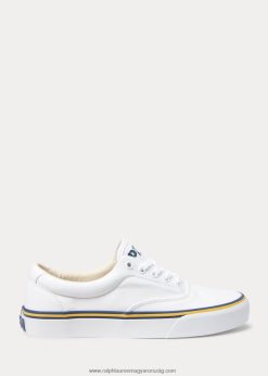 logós pamutvászon tornacipő 2680489621 nők Ralph Lauren fehér