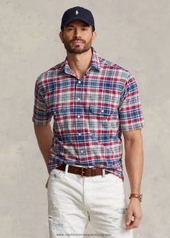 madras munkaing 2680481432 férfiak Ralph Lauren piros/sötétkék multi