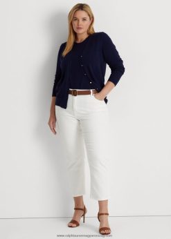 magas, egyenes bokafarmer 2680484717 nők Ralph Lauren fehér mosás