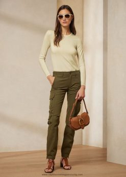 mitchell stretch pamut twill nadrág 2680489277 nők Ralph Lauren olajbogyó