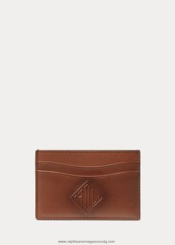 monogramos vachetta bőr kártyatok 2680488926 férfiak Ralph Lauren gesztenye