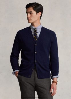 mosható kasmír V-nyakú kardigán 2680488586 férfiak Ralph Lauren vadásztengerészet