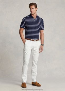 mosott stretch chino nadrág minden passzol 2680488386 férfiak Ralph Lauren fedélzetmosó fehér