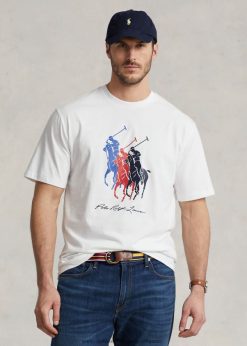 nagy póni trikó póló 2680481478 férfiak Ralph Lauren fehér