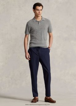 neale prepster klasszikus kúpos szabású nadrág 268048859 férfiak Ralph Lauren sötétkék csíkos