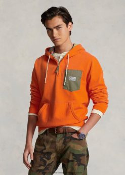 negyedcipzáras polár kapucnis pulcsi 2680488673 férfiak Ralph Lauren vitorlás narancs