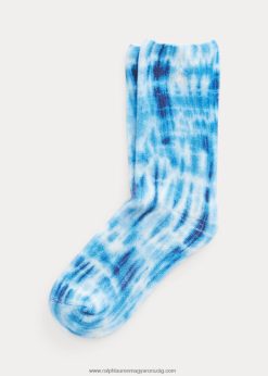 nyakkendő-festék motívum legénységi zokni 2680485561 nők Ralph Lauren fehér kék