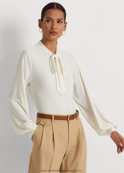 nyakkendős sztreccs trikó felső 2680484387 nők Ralph Lauren mascarpone krém