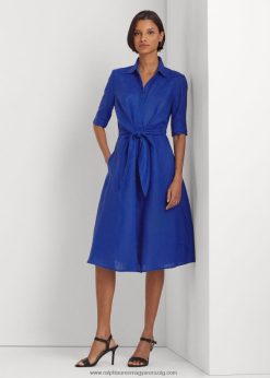 nyakkendős vászon ingruha 2680483841 nők Ralph Lauren kék szaturnusz