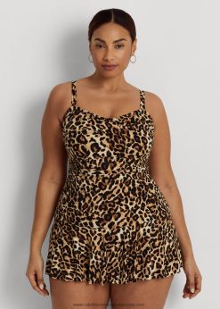 nyomat csavart bandeau szoknyás egyrészes 2680484585 nők Ralph Lauren barna