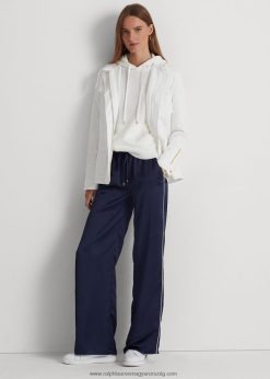 oldalcsíkos charmeuse széles szárú nadrág 2680489553 nők Ralph Lauren rafinált sötétkék/fehér