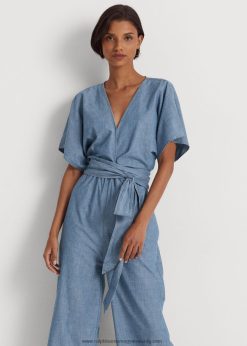 öves chambray wrap jumpsuit 2680484380 nők Ralph Lauren sópatak mosása