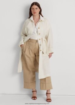 öves halszálkás lenvászon kabát 2680484698 nők Ralph Lauren mascarpone krém