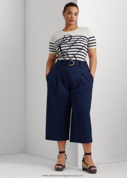 öves redőzött ponte vágott nadrág 2680484674 nők Ralph Lauren kifinomult haditengerészet