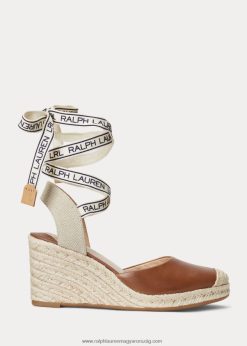 paislee bőr espadrill 2680485043 nők Ralph Lauren mély nyeregbarna