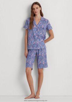 paisley pamut-keverék jersey alvó szett 2680483971 nők Ralph Lauren kék paisley