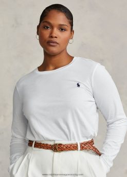 pamut dzsörzé hosszú ujjú póló 2680489494 nők Ralph Lauren fehér