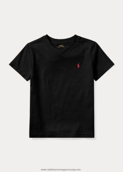 pamut dzsörzé V-nyakú póló 2680485901 gyerekek Ralph Lauren rl fekete