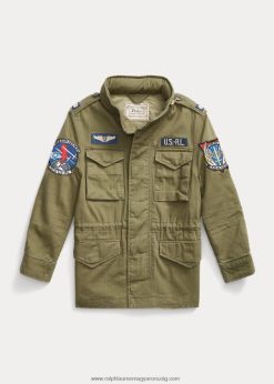 pamut halszálkás mezei kabát 2680485861 gyerekek Ralph Lauren olajfa hegy