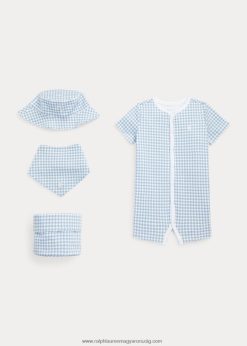 pamut interlock 4 részes ajándékkészlet 2680487832 baba Ralph Lauren kék gingham
