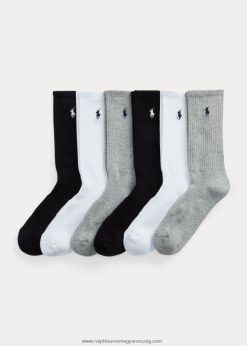 pamut keverékű legénységi zokni 6 db 2680482537 férfiak Ralph Lauren szürke válogatott