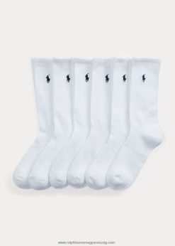 pamut keverékű legénységi zokni 6 db 2680482538 férfiak Ralph Lauren fehér