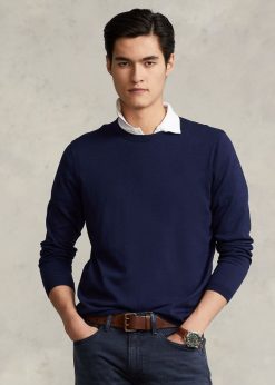 pamut nyakú pulóver 2680481066 férfiak Ralph Lauren fényes sötétkék