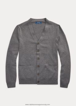 pamut V-nyakú kardigán 2680486300 gyerekek Ralph Lauren középszürke hanga