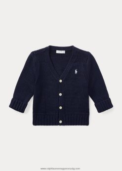 pamut V-nyakú kardigán 2680487993 baba Ralph Lauren kifinomult haditengerészet