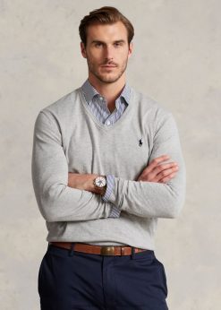 pamut V-nyakú pulóver 2680481316 férfiak Ralph Lauren és hanga fölött