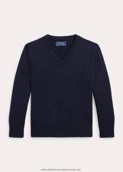 pamut V-nyakú pulóver 2680485863 gyerekek Ralph Lauren rl haditengerészet