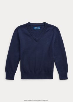pamut V-nyakú pulóver 2680485919 gyerekek Ralph Lauren rl haditengerészet