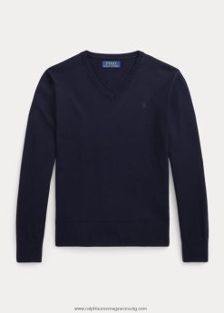 pamut V-nyakú pulóver 2680486242 gyerekek Ralph Lauren rl haditengerészet